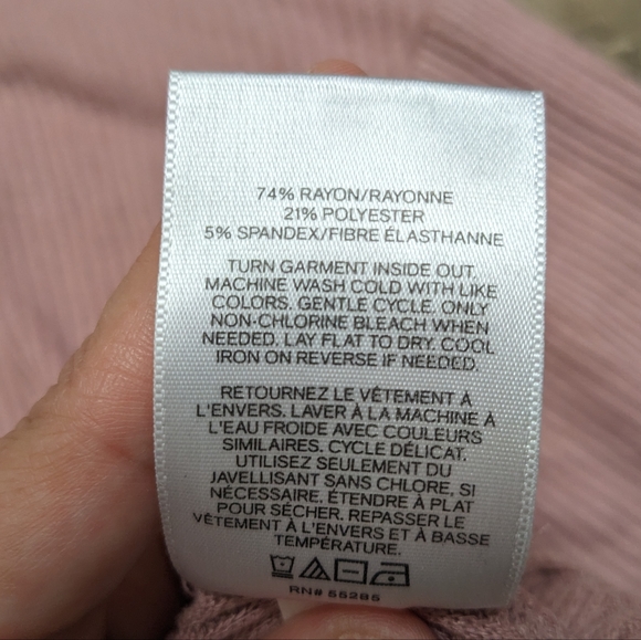 Express Pink Ribbed Crop Top Long Sleeve - Picture 6 of 6